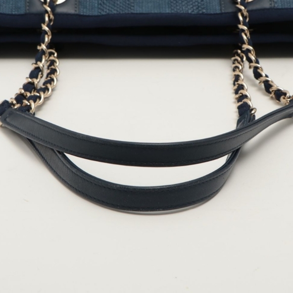 Chanel Mixed Fibers Striped Small Deauville Tote Navy Blue - Picture 5 of 16